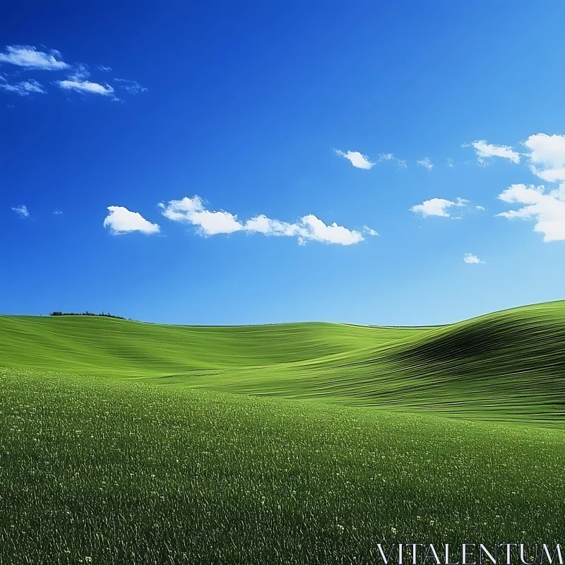 AI ART Rolling Green Hills Under a Sunny Sky