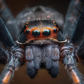 Closeup of Spider with Detailed Eyes and Hairs