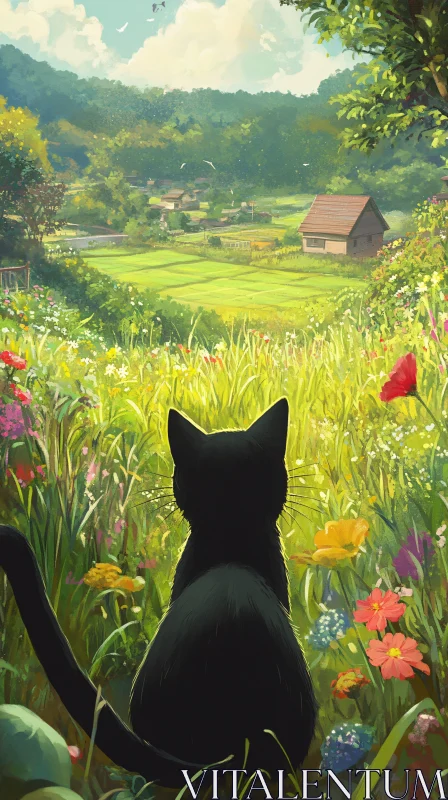 AI ART Cat Contemplating Landscape