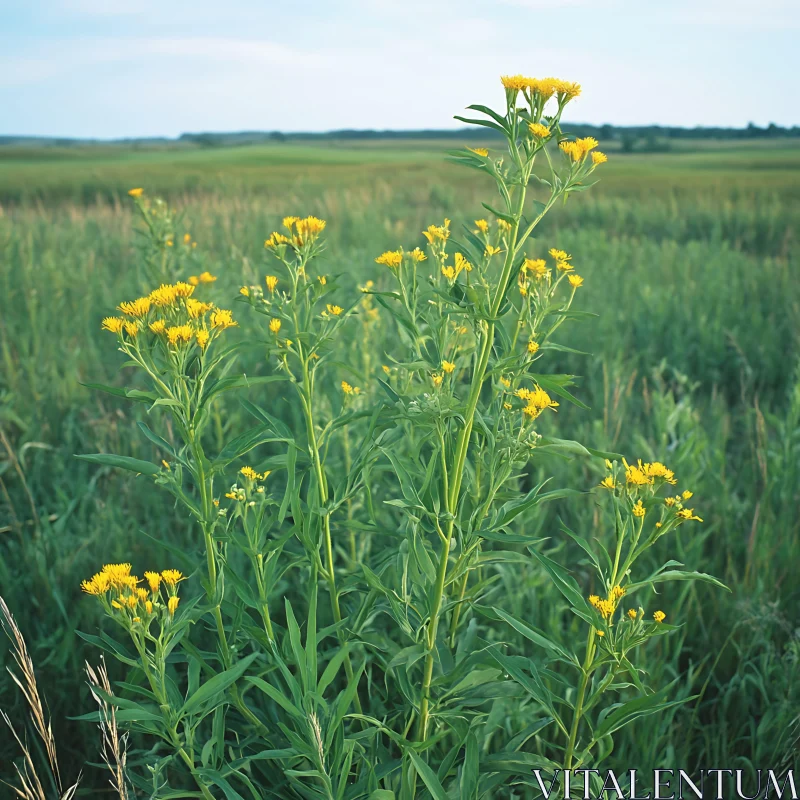 Field of Goldenrod Flowers AI Image