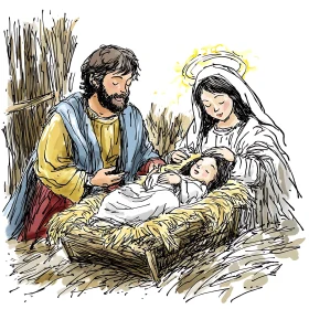Illustration of Nativity: A Holy Family