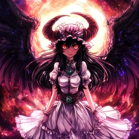 Anime Character with Cosmic Wings