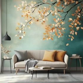 Living Room with Leaf Motif