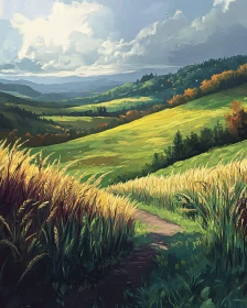 Scenic Path Through Rolling Hills Artwork