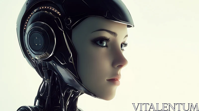 High-Detail Portrait of a Female Cyborg AI Image