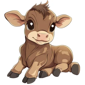 Adorable Cartoon Calf Portrait