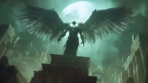 Winged Guardian in Moonlight