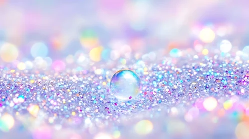 Sparkling Glitter and Water Droplet on Pastel Background