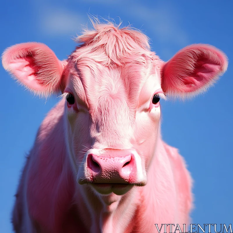 Surreal Pink Cow Art AI Image