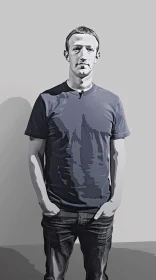 Mark Zuckerberg Monochrome Digital Art