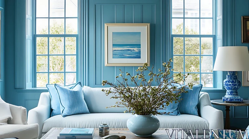 Coastal Blue Interior Design Inspiration AI Image