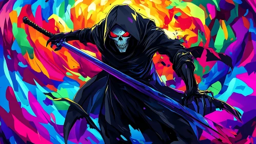 Colorful Grim Reaper with Sword