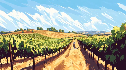 Vineyard Vista: A Rural Landscape Painting