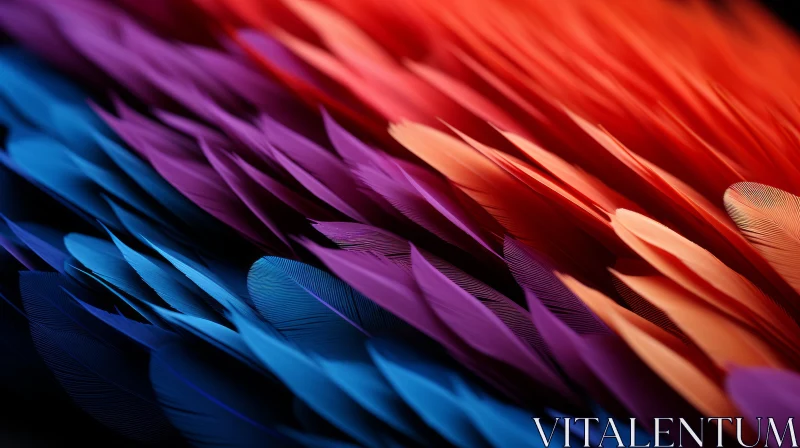 Colorful Feathers on Black Background - Abstract Art AI Image