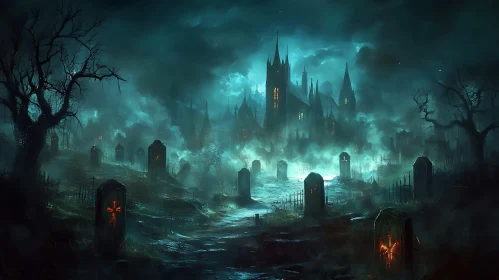 Misty Graveyard Scene