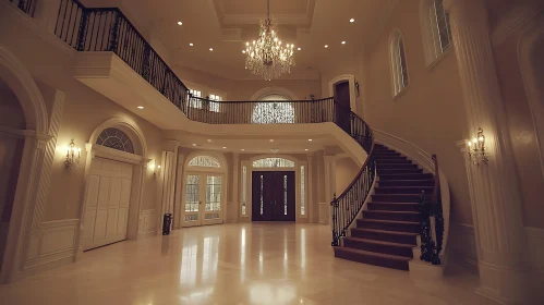 Grand Interior with Chandelier