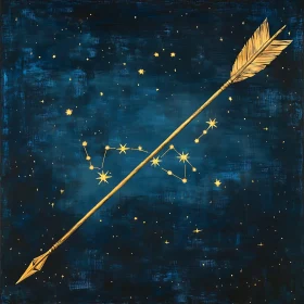 Golden Arrow Through the Starry Night