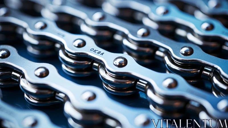 Detailed Close-Up of Shiny Bicycle Chain - Industrial Aesthetics AI Image