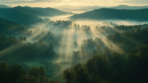 Mystical Sunlit Forest Landscape