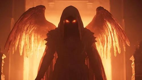 Winged Guardian in Fiery Light