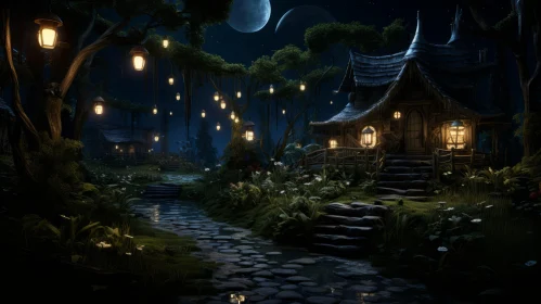 Enchanting Lantern-lit Forest Scene - Fairycore Aesthetics