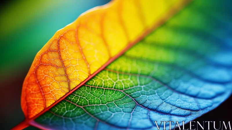 Nature's Artistry: Multicolored Leaf Against Dark Background AI Image