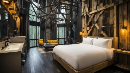 Rustic Wood Lodge Room in Industrial Design | Immersive Environment
