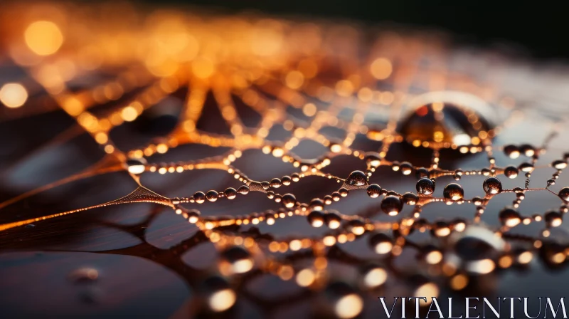 AI ART Spider Web in Evening Light: A Study in Contrast and Precision