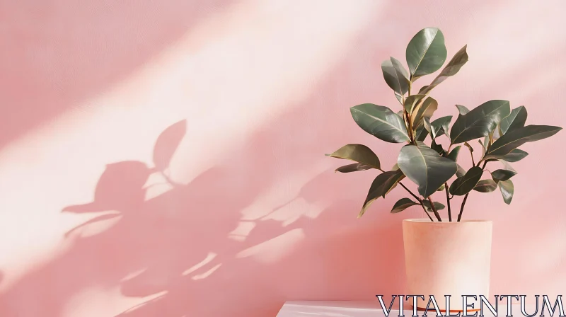 Indoor Plant with Shadows AI Image