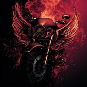 Motorcycle with Wings and Flames