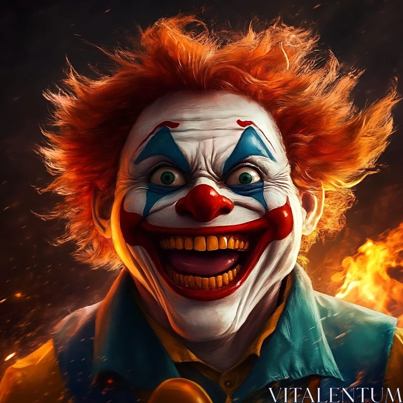 AI ART Evil Clown with Flames