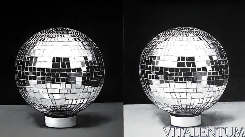 AI ART Mirrored Spheres in Black and White