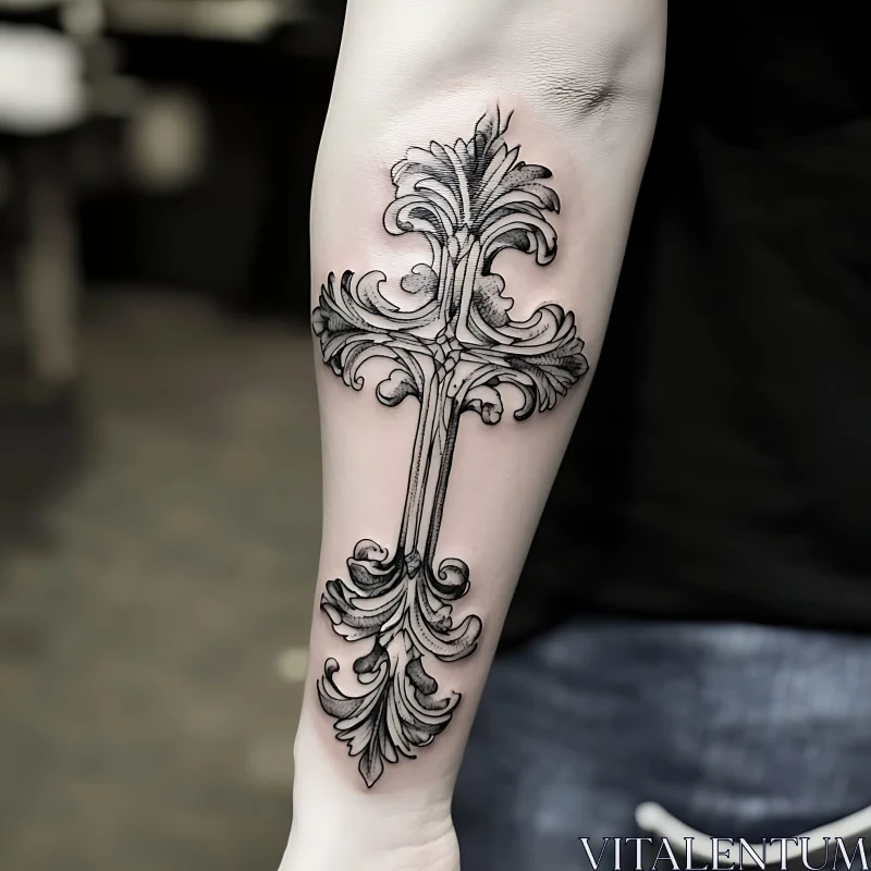 Ornate Cross Tattoo Art AI Image