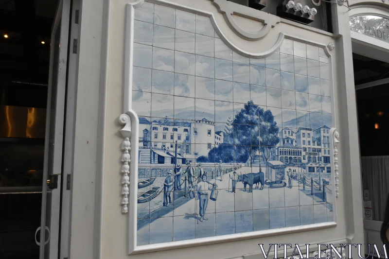 PHOTO Blue and White Historical Tile Art