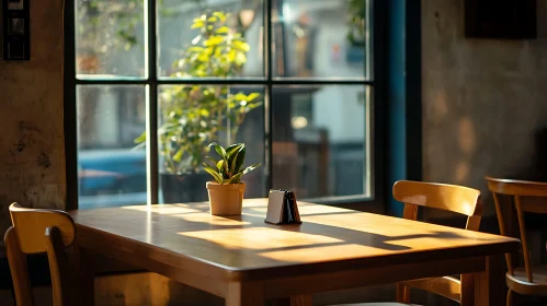 Sunlit Table in Cozy Interior