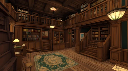 Elaborate Multi-Level Interior Library