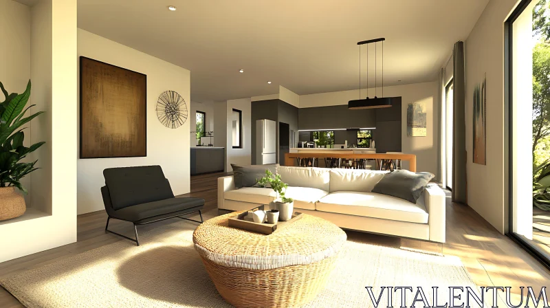 Contemporary Living Space with Natural Light AI Image