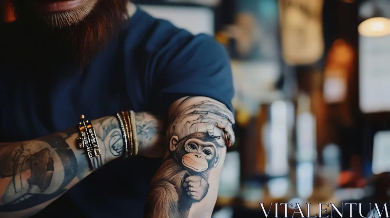 Realistic Monkey Tattoo Design AI Image