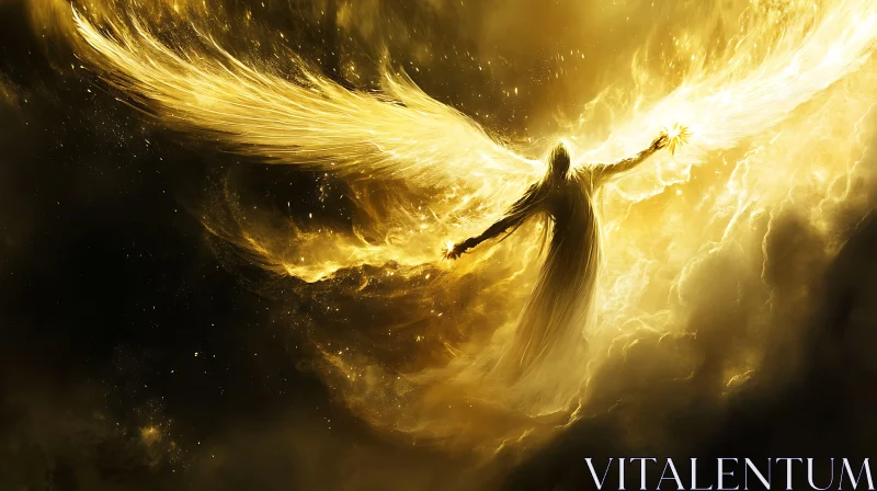 Radiant Angel with Wings of Light AI Image