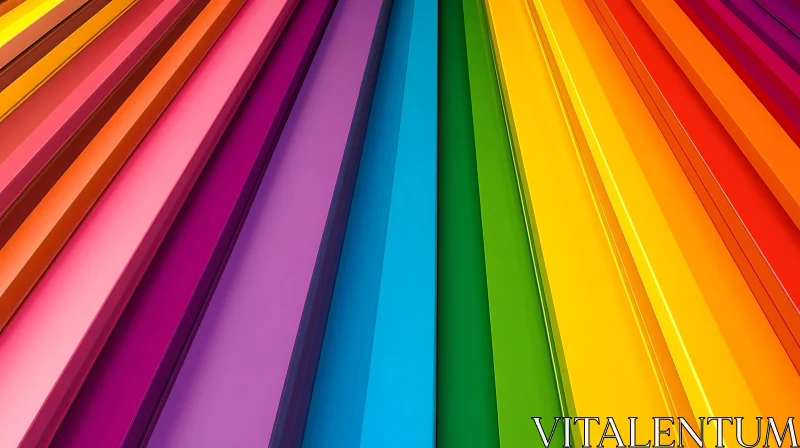 Abstract Rainbow Colored Stripes Design AI Image