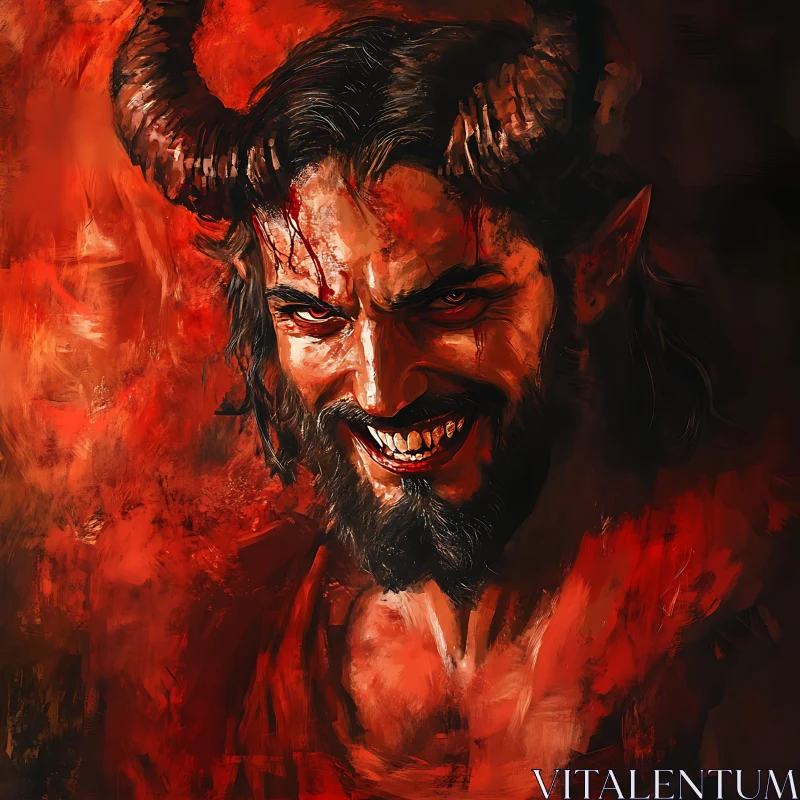 AI ART Sinister Demon with Horns and Grin