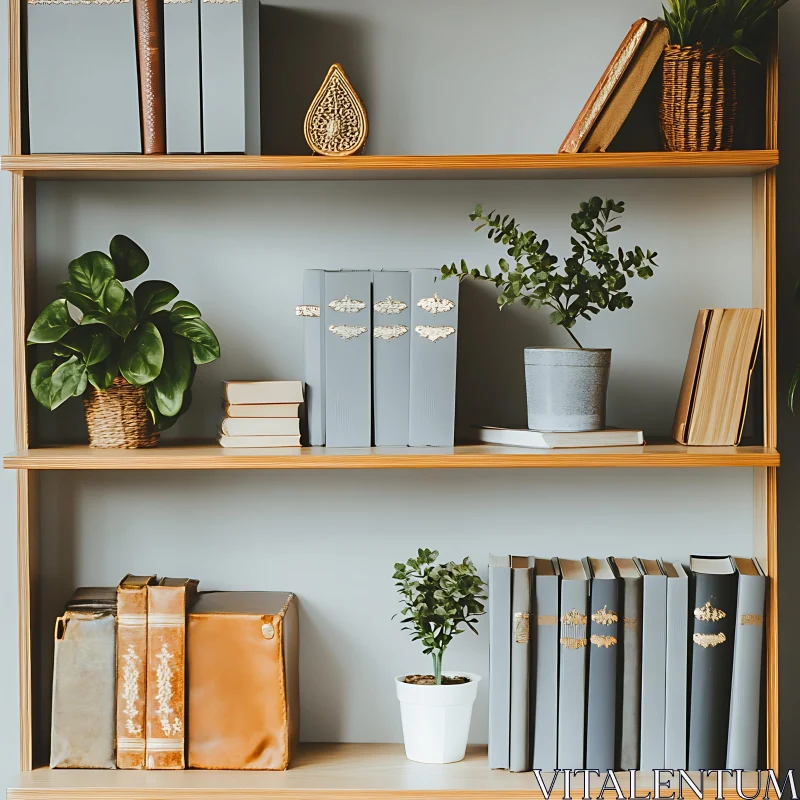 AI ART Home Interior with Books and Plants