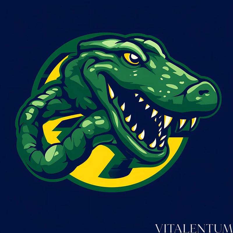 AI ART Green Alligator Cartoon Vector