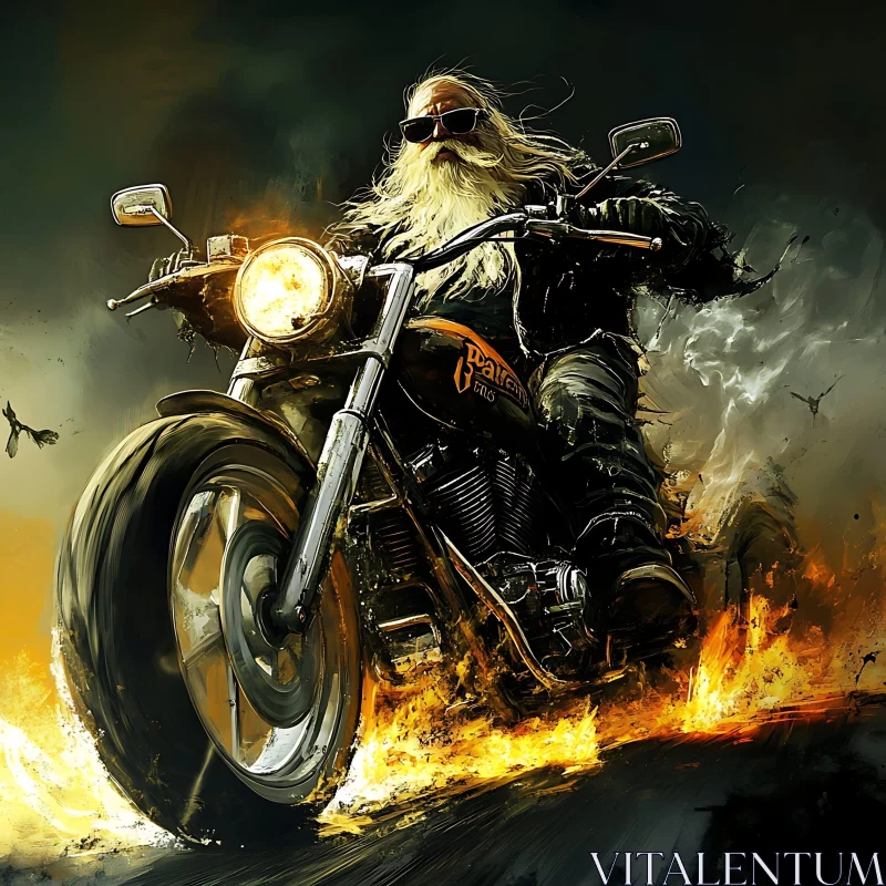 AI ART Inferno Wheels: Motorcycle Rider Art