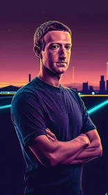 Contemplative Mark Zuckerberg at Twilight