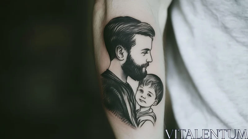 Father and Child Portrait Tattoo AI Image