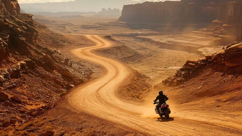 Motorcycle Adventure in Desert Landscape