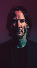 Keanu Reeves Portrait in Dramatic Light