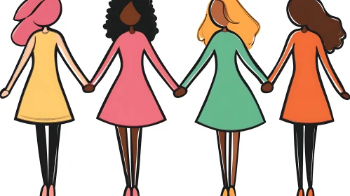 Four Friends Hand in Hand