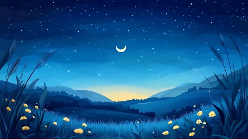 Moonlit Field Serenity